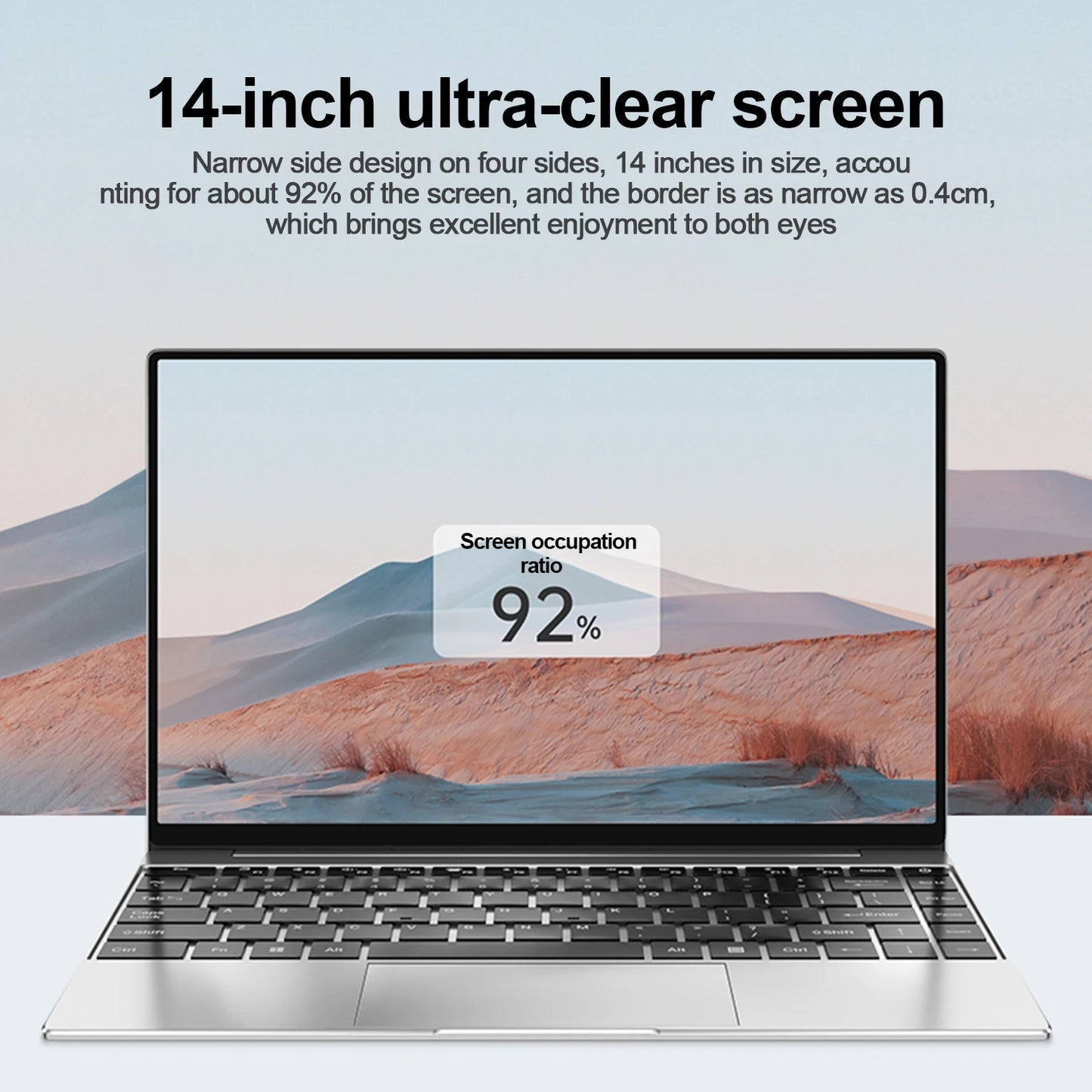 14.1"Ultra Slim Laptop Intel N3700 16GB RAM 2TB SSD Notebook Gamer 1920*1080 Display Office Study Computer PC Windows 11 Pro