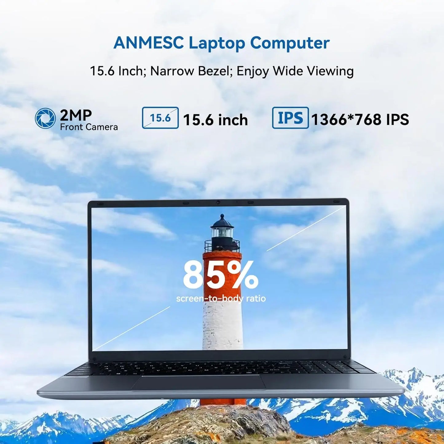 Notebook 15.6 Inch Laptop Windows 11 1366 * 768 Cheap Portable Intel Celeron N5095 Quad-Core Processors Laptop 8 RAM 256GB ROM