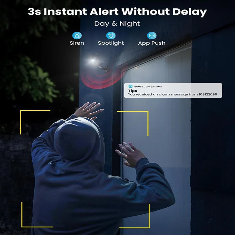 ieGeek 2K 3MP WiFiSolar Security Camera Outdoor Wireless with Color Night Vision, Camera Home Security Camera,Motion Detection