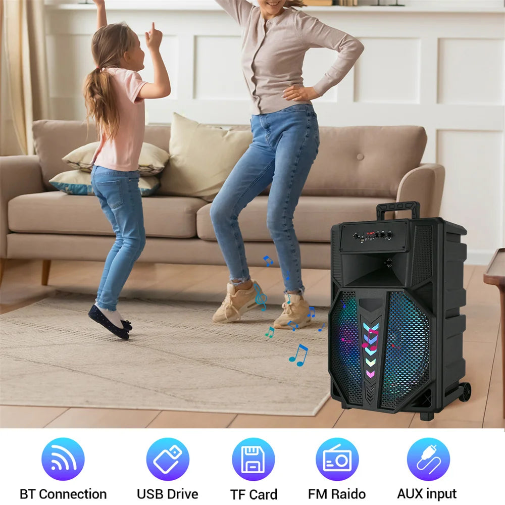 3000W Portable Bluetooth Speaker 15" Subwoofer w/Stand Sound System Wireless Rechargeable Boombox Party Speaker