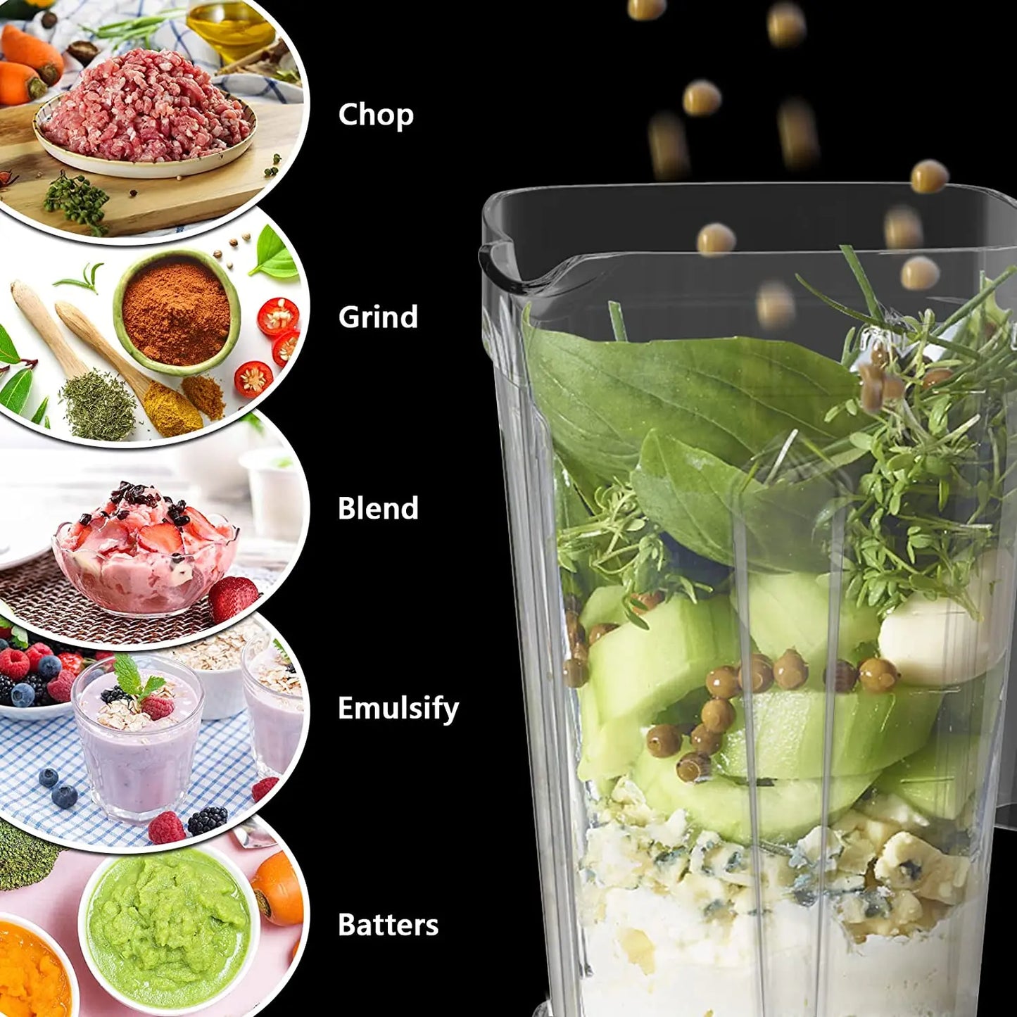 BioloMix 1800W Mini Pro Professional-Grade Smoothie Blender, 1.8L Container, Black/RED, Self-Cleaning