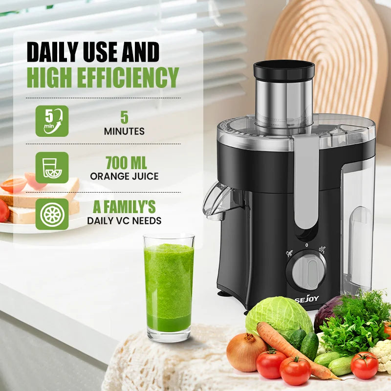 SEJOY 300W Centrifugal Juicer Machine Electric Citrus Juicer Extractor Machine Fruit Veg Blender Automatic Pulp Ejection