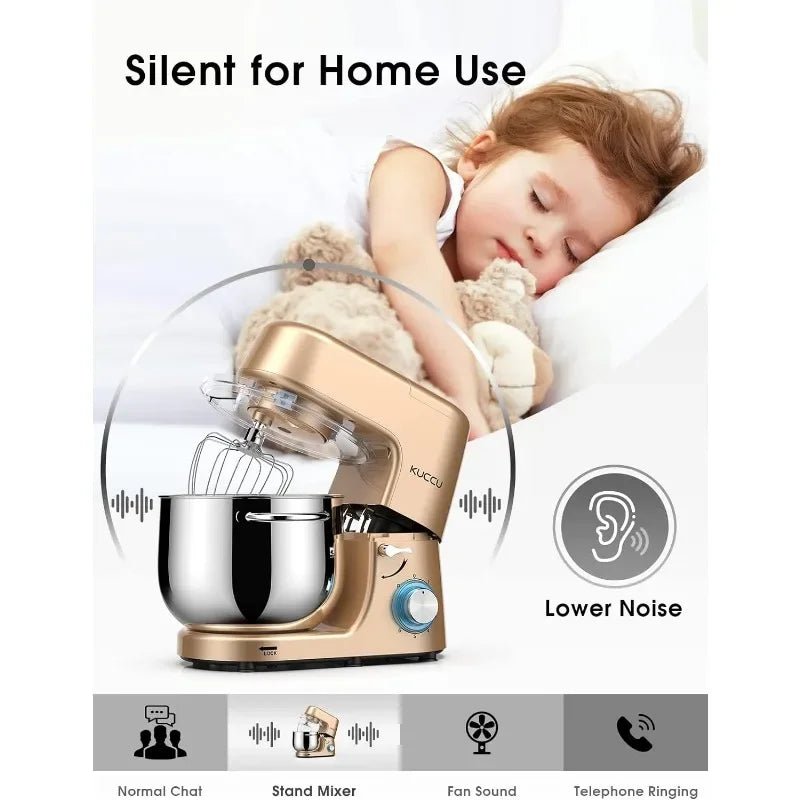 8.5 QT Double Handle KUCCU Stand Mixer, 6 Speed with Pulse Electric Kitchen Mixer, 660W Tilt-Head Food Mixer