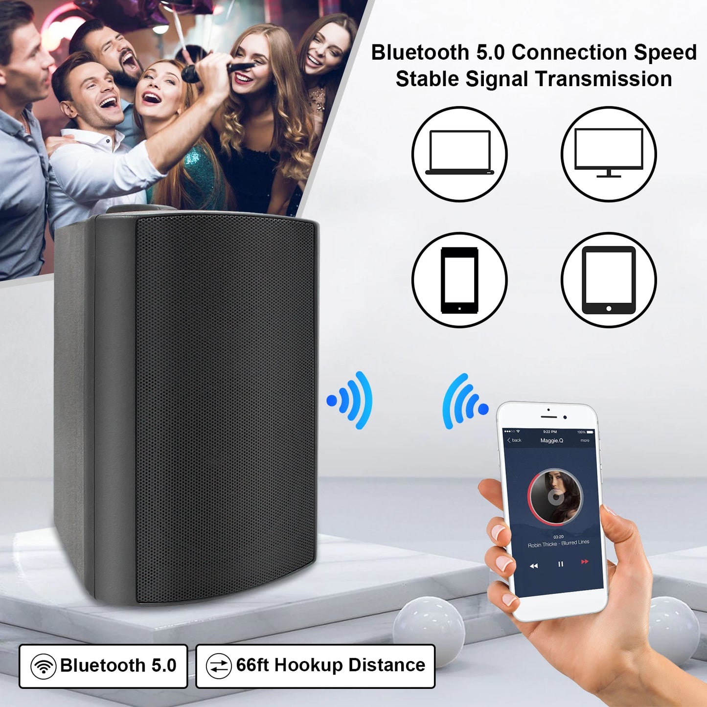 Herdio 2 Pair Bluetooth Speaker 4 Inch 200W Wireless Stereo Subwoofer Music Full Range Audio Bass Loudspeaker For Home Theater