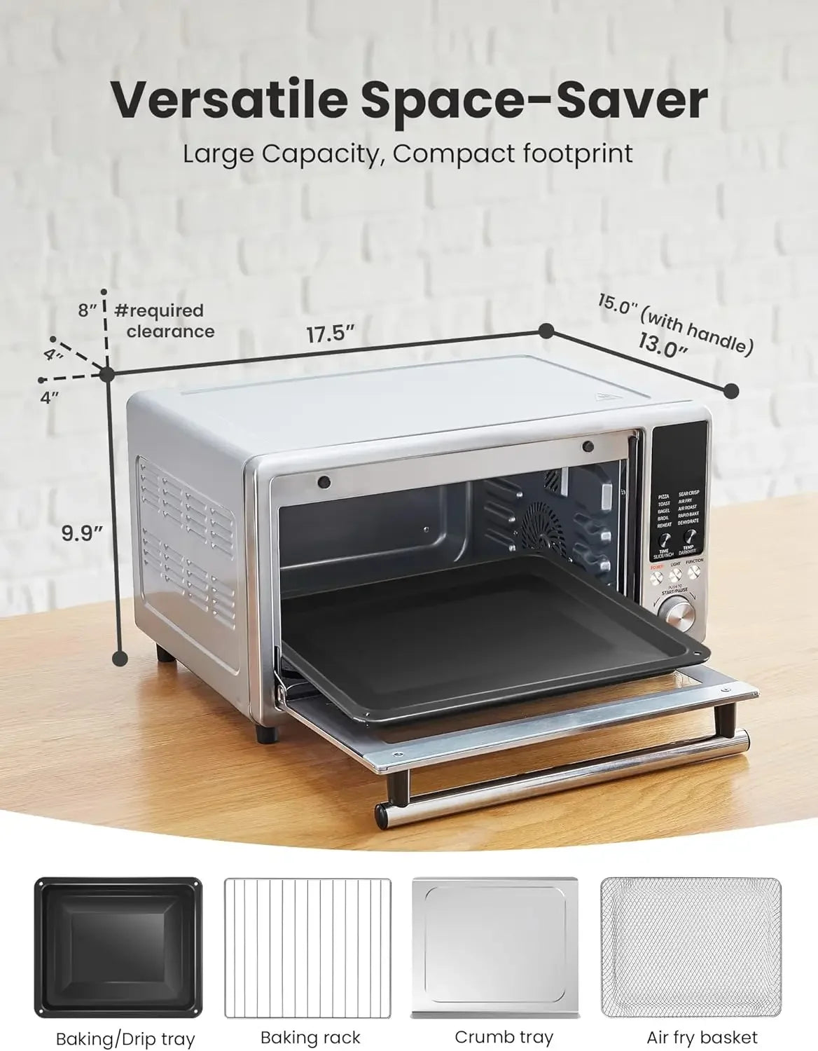 COMFEE' Toaster Oven Air Fryer FLASHWAVE™ Ultra-Rapid Heat Technology, Convection Toaster Oven Countertop with Bake Broil Roast