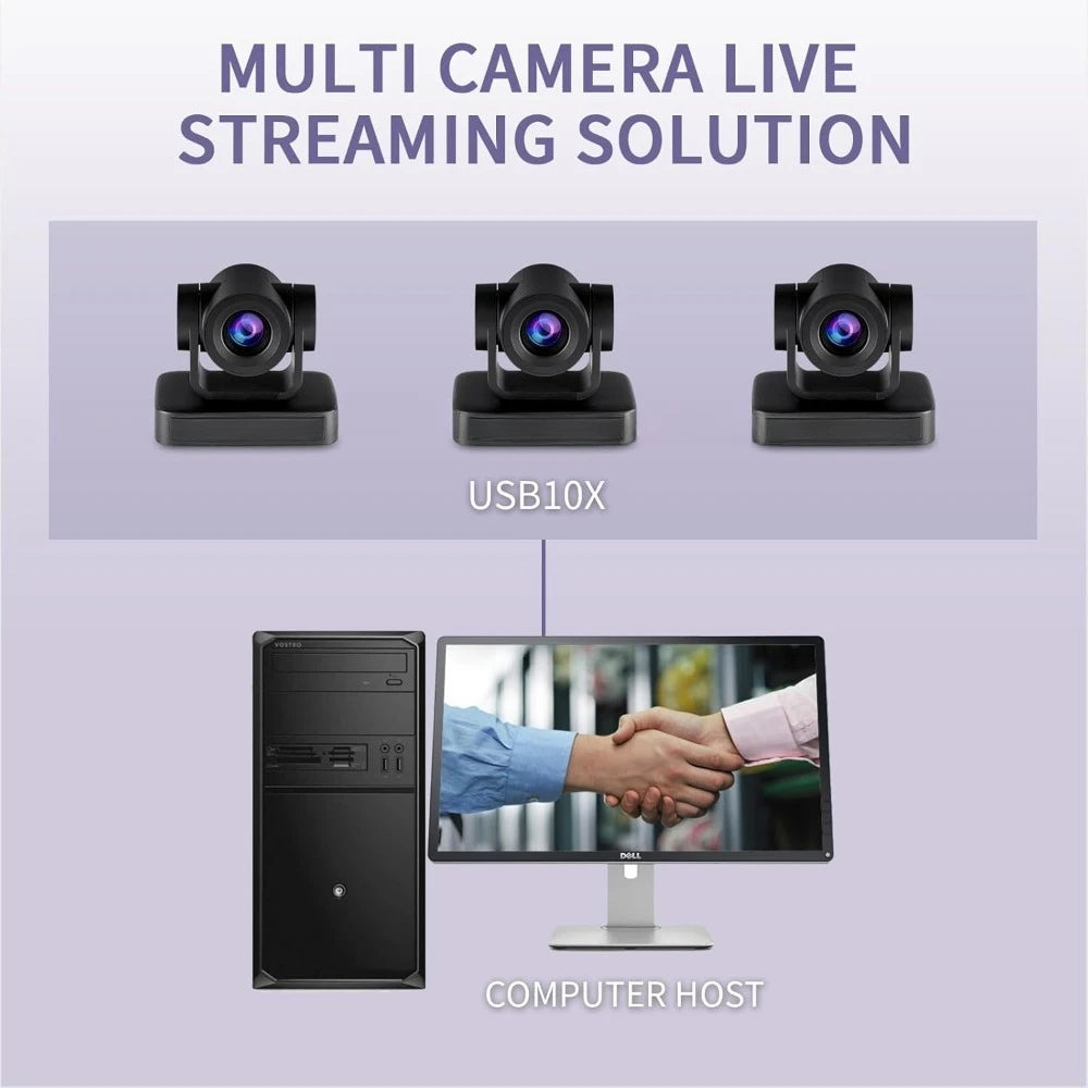 Authentic - USB10X Video Conference Webcam USB PTZ Camera 10X Optical Zoom Full HD 1080p for Live Streaming Church -NEW