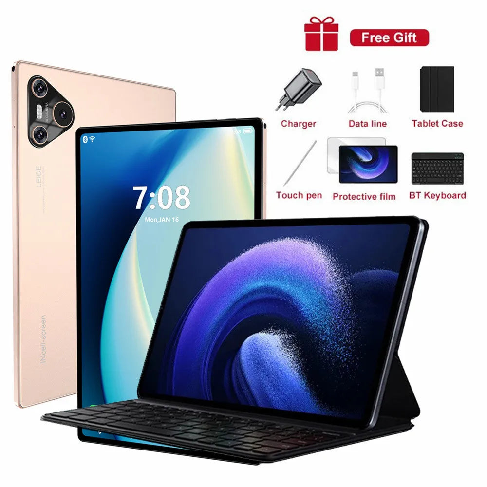 2025 New 16 Pro Tablet 10inch Android 4K 16GB+1TB Dual SIM Snapdragon 870 Tablet PC GPS 10000mAh Tablets For Children Kids Tab
