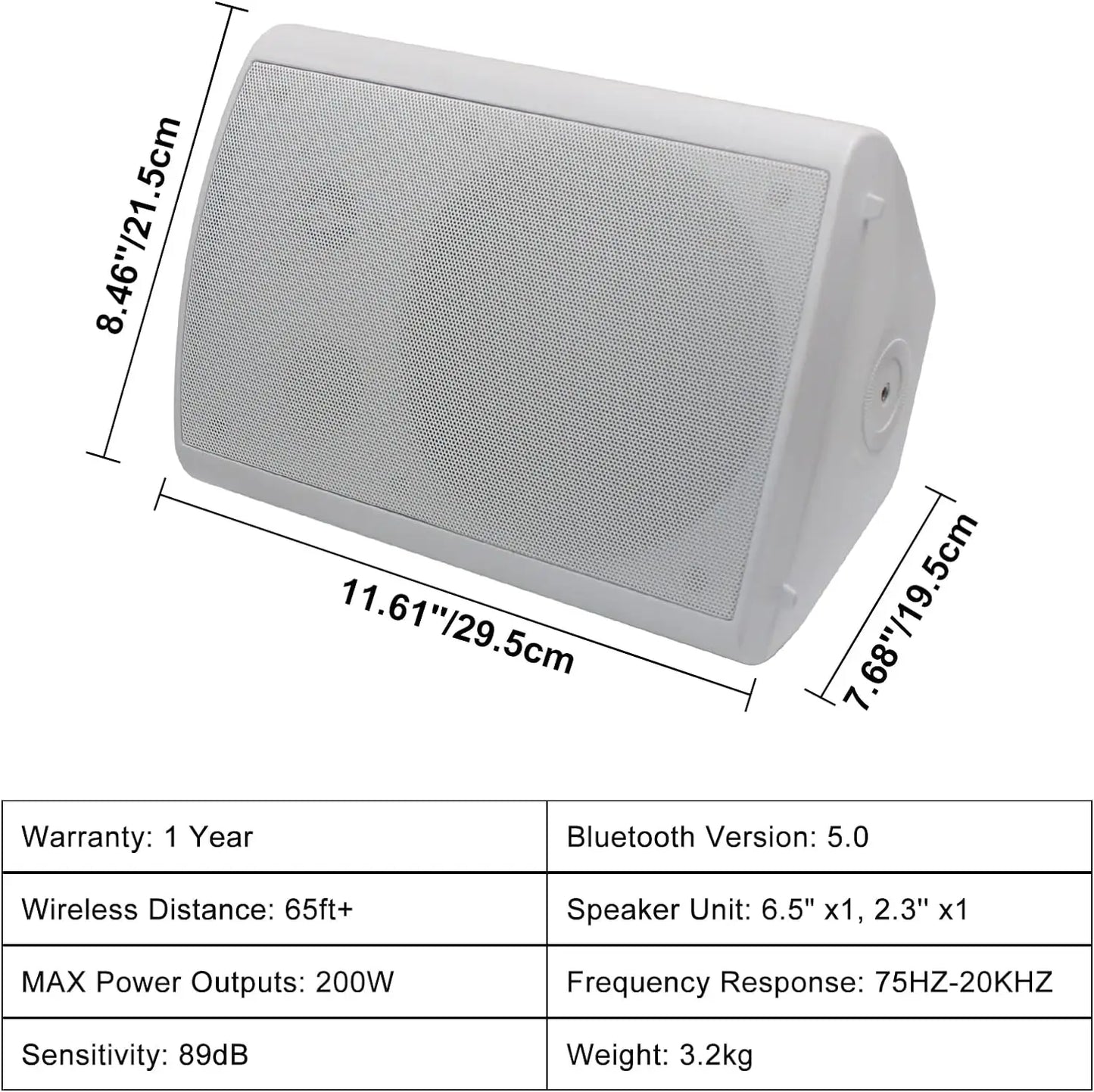 Herdio 800W 6.5 Inch Outdoor Speakers Bluetooth Waterproof Wired Tweeter Wall Mounted Subwoofer for Patio Home Theater,2 Pairs