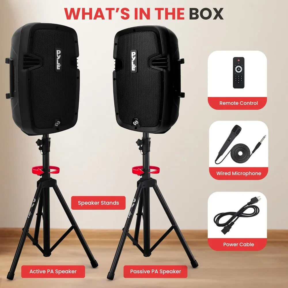 Powered Bluetooth PA Speaker Kit - Event Ready - Just Plug In and Play Active and Passive 350w Loudspeakers