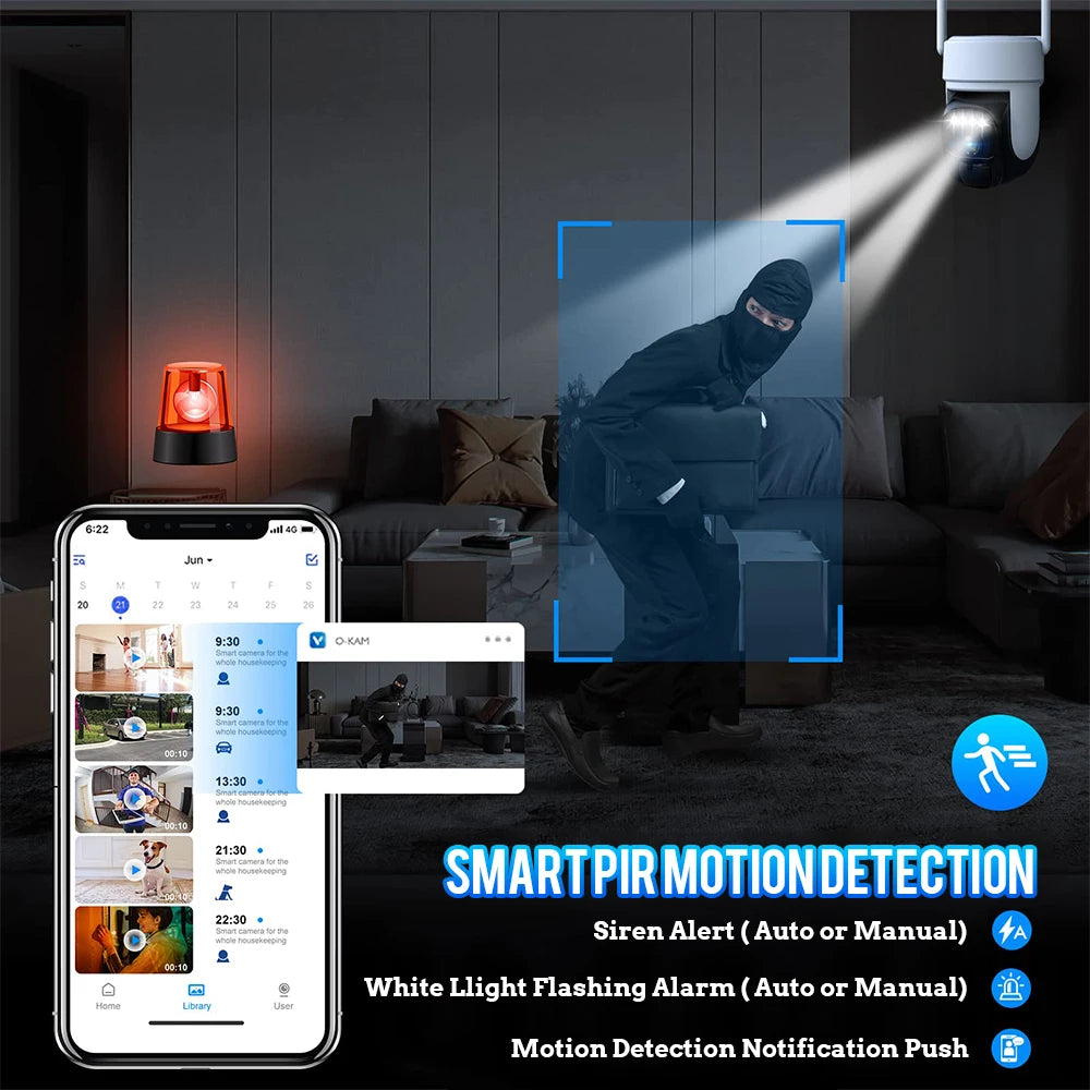 2K HD Solar Security Camera Super Battery Powered WiFi Camera Outdoor AI Human IR Control Detect CCTV Camera 6X Digital Zoom