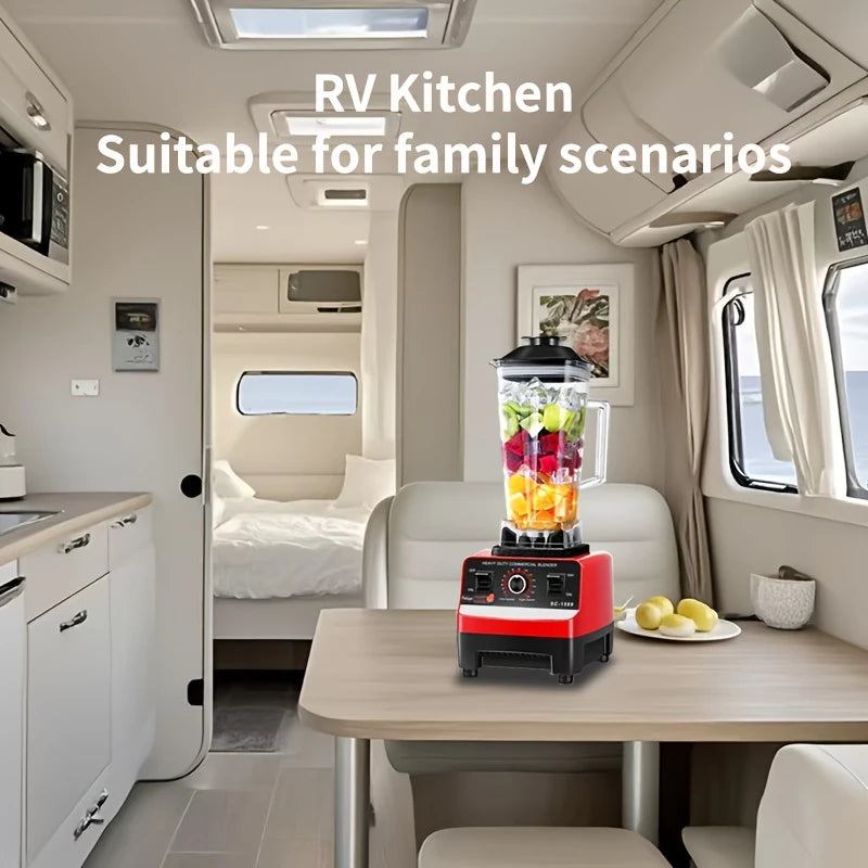 Red Multifunctional Blender for RV Kitchen, 110V-130V, Ice Crusher & Food Grinder – Durable PP Material, Compact & Efficient f
