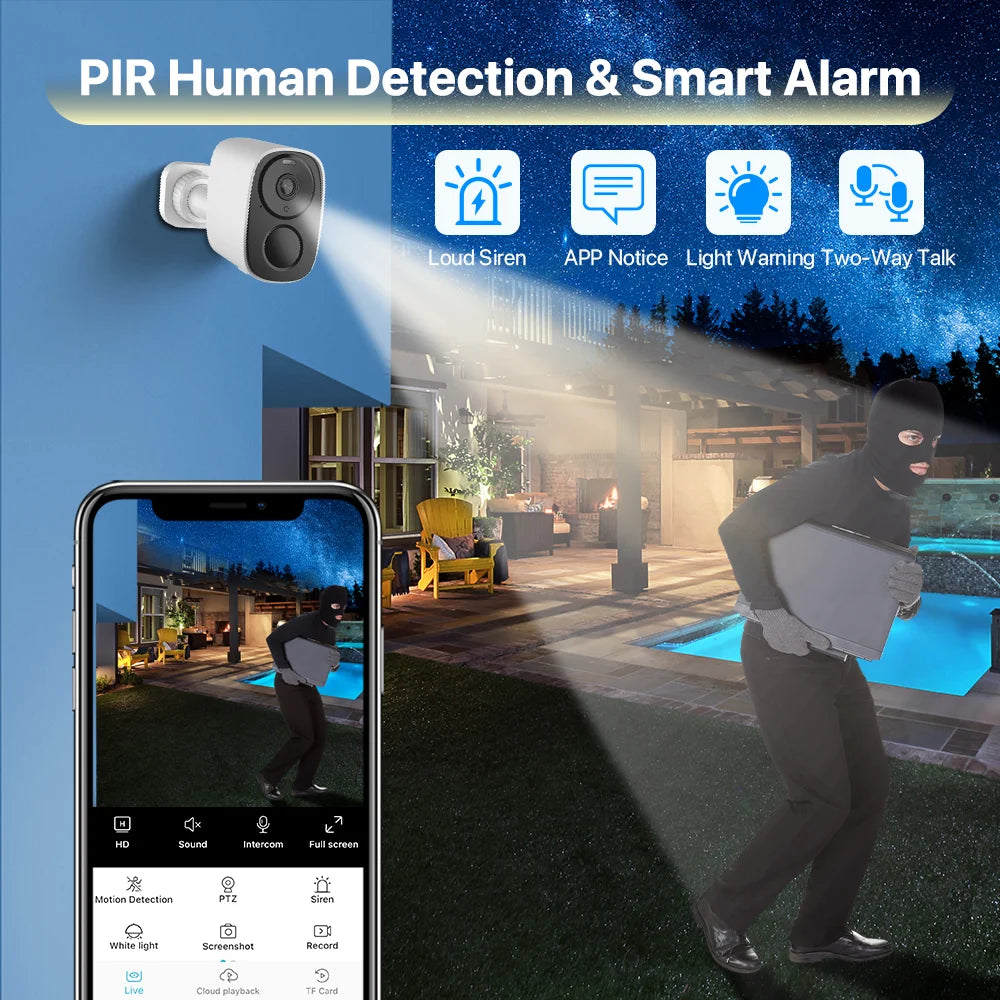 Vstarcam 2K Solar Security Cameras Wireless Outdoor Battery Powered Security Camera PIR Motion Alarm Cloud Storage Two Way Audio