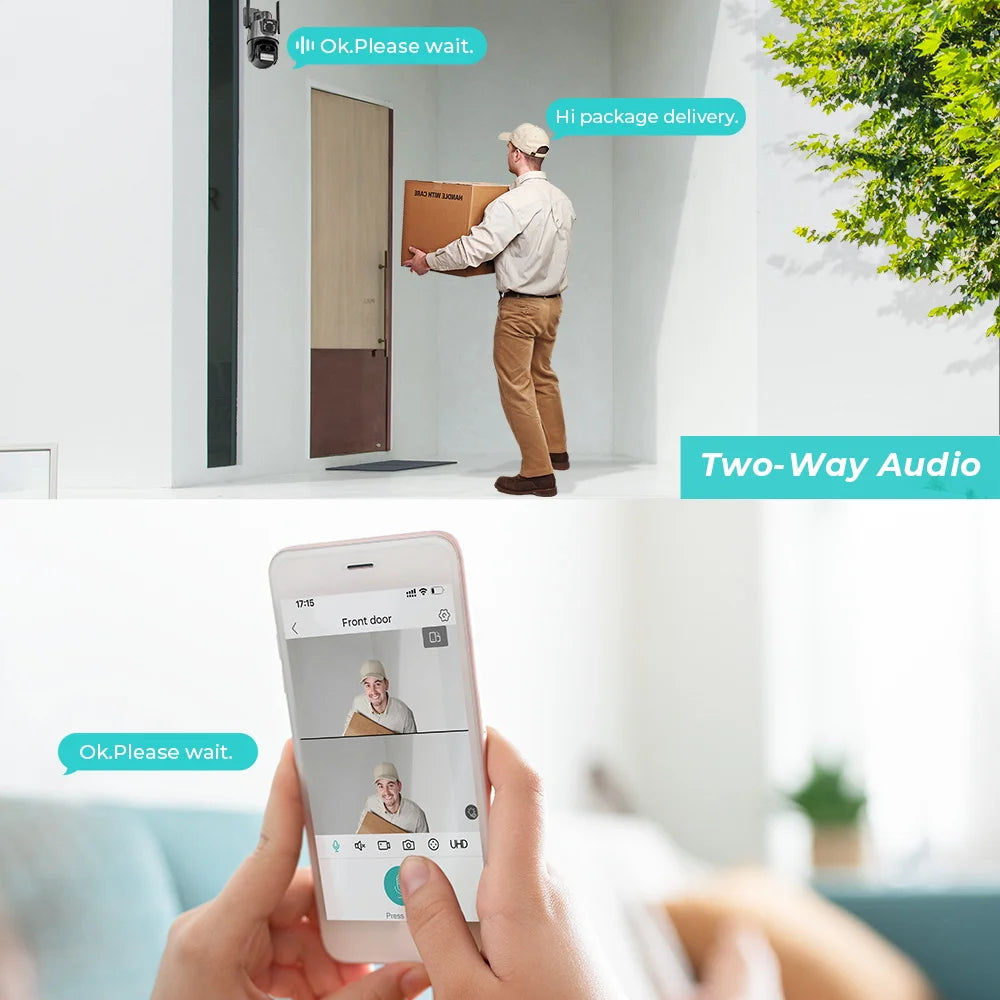 BESDER 8MP PTZ WiFi Camera with Dual Screen Color Night Vision Outdoor 4MP Security IP Camera CCTV Surveillance Camera ICSEE App