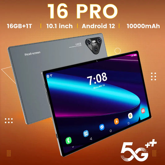 2025 New 16 Pro Tablet 10inch Android 4K 16GB+1TB Dual SIM Snapdragon 870 Tablet PC GPS 10000mAh Tablets For Children Kids Tab
