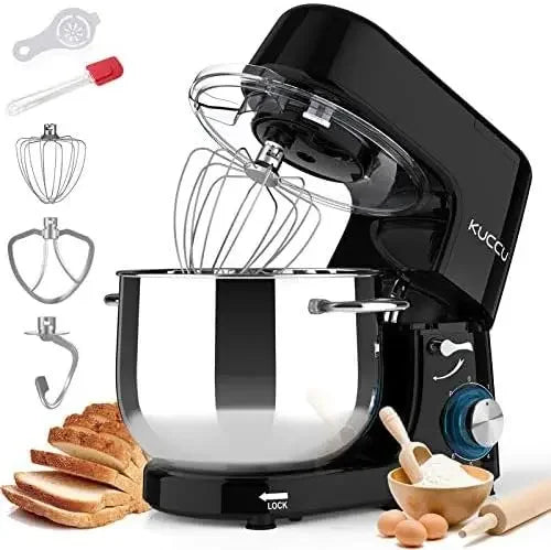 8.5 QT Double Handle KUCCU Stand Mixer, 6 Speed with Pulse Electric Kitchen Mixer, 660W Tilt-Head Food Mixer