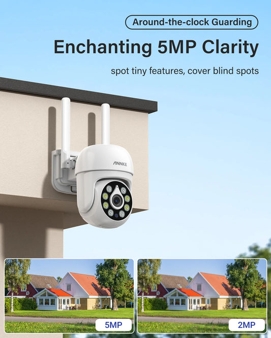 ANNKE 5MP WiFi PT Camera Sound Human Motion Detection Color Night Vision Two-Way Audio Works With Alexa Wireless Security Camera