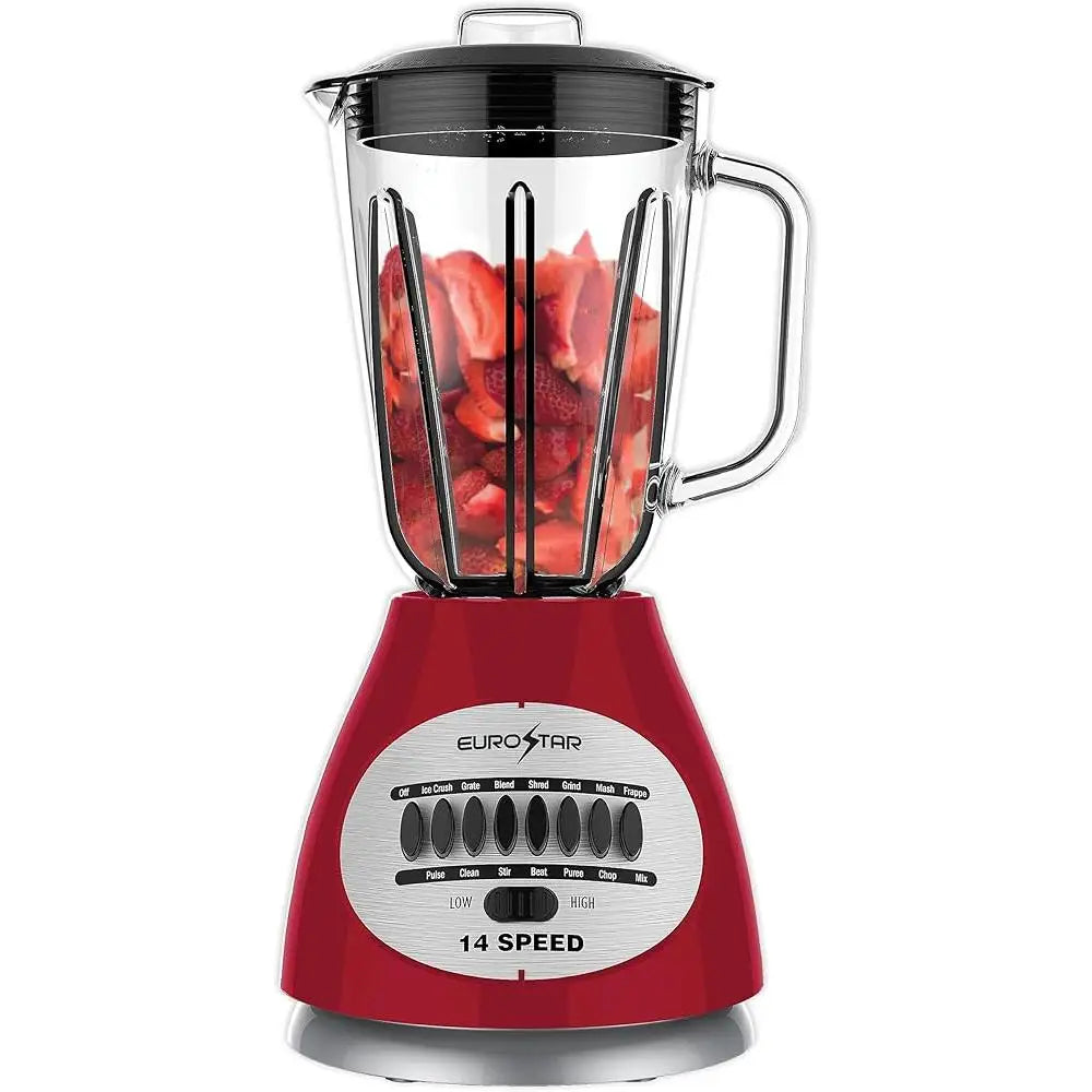 450W Peak Power Blender 14-Speed Glass Jar Smoothie Maker Ice Crushing Stainless Steel Blades Easy Clean Dishwasher Safe