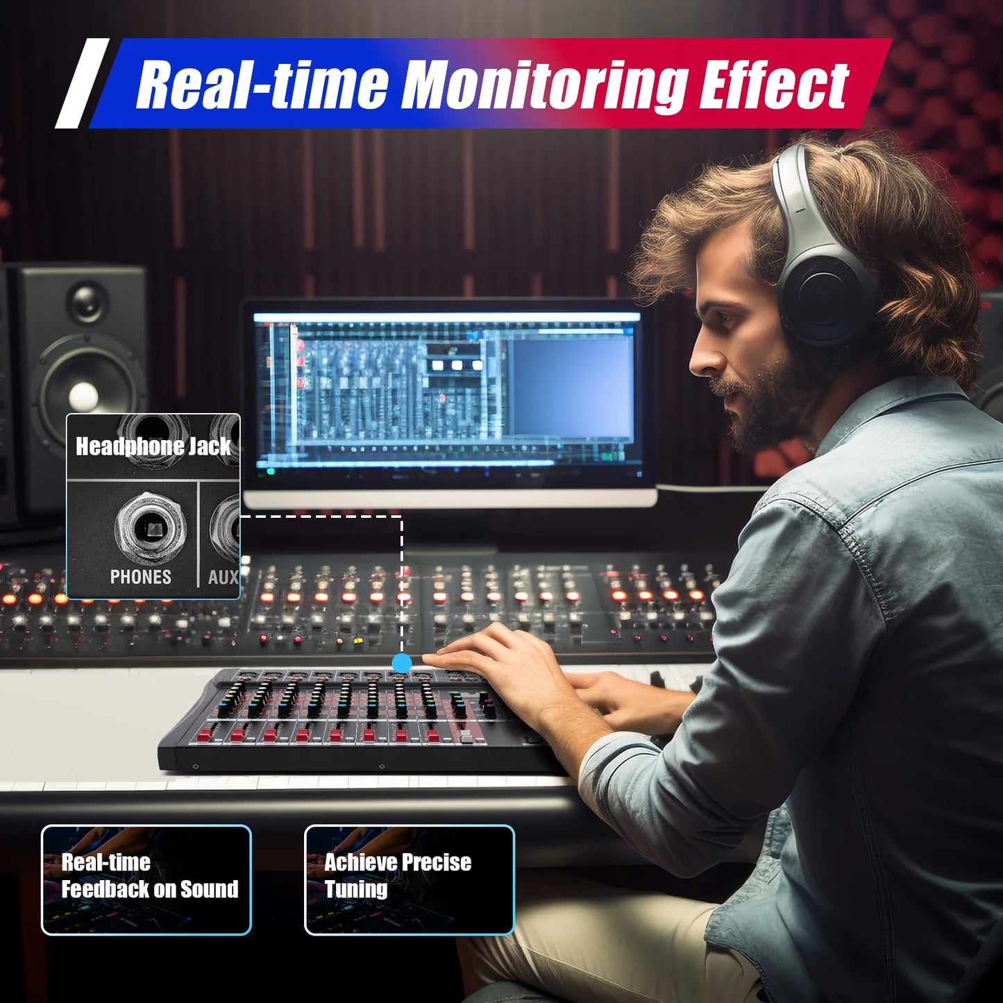 8 Channel Mixing Console Bluetooth MP3 Recorder Dedicated Stereo Audio Mixer Digital USB Mixing Console