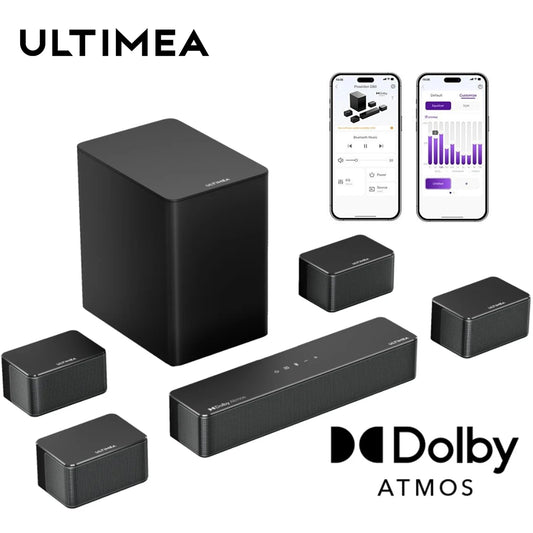 ULTIMEA 7.1 Soundbar with Dolby Atmos and APP Control, Home Theater Bluetooth Speaker with Wrieless Subwoofer&4 Surround Speaker