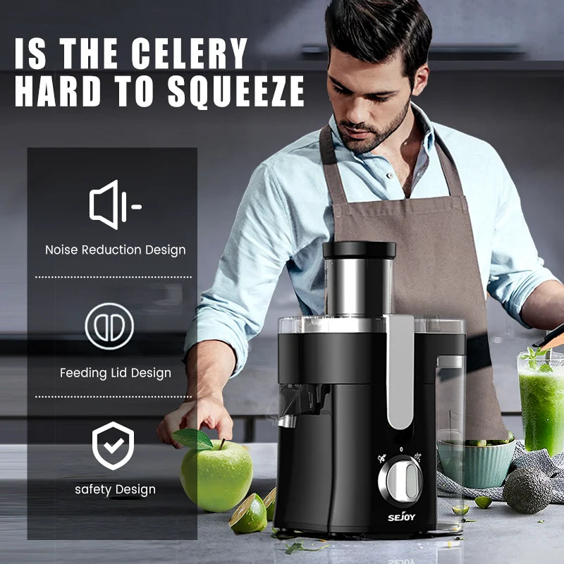 SEJOY 300W Centrifugal Juicer Machine Electric Citrus Juicer Extractor Machine Fruit Veg Blender  Automatic Pulp Ejection