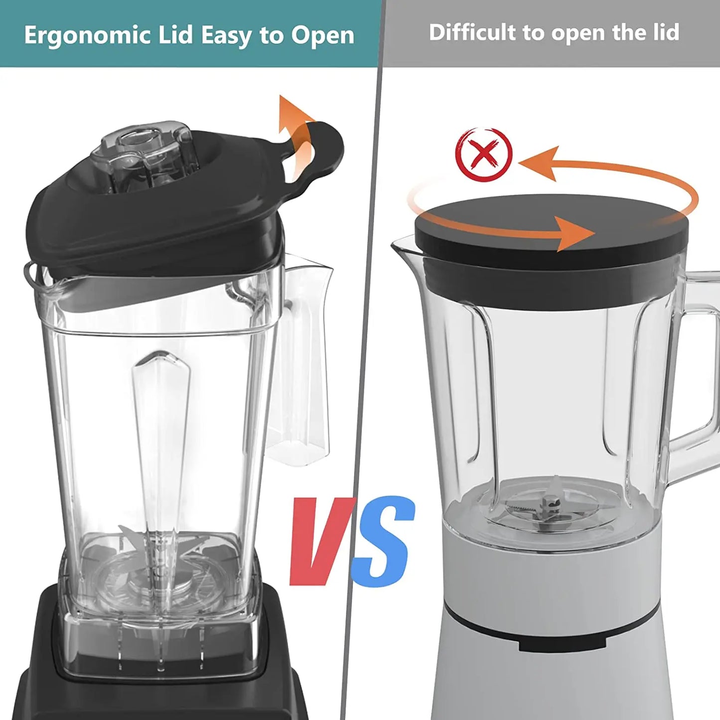 BioloMix 1800W  Mini Pro Professional-Grade Smoothie Blender, 1.8L Container, Black/RED, Self-Cleaning