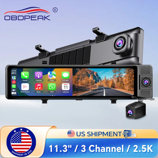 11.26 Inch 3 Camera Recording Android Auto Carplay Wireless Connection 2.5K Recording Wifi Mirror Car DVRs Touch Screen Car Dash